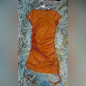 DREAM SLIM- Bodycon Ruched Mini Dress-Side Drawstring Lace Up Short Tank Dress